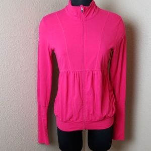 Lucy Activewear Full Zip Pink Pleat Jacket Small